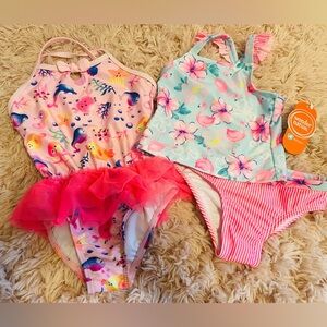 Set of 2 Wonder Nation Toddler Girl Bathing Suits – Size 2T